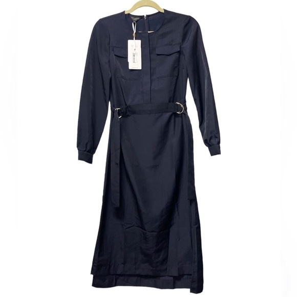 Ted Baker Aminna Belted Long Sleeve Dress in Navy Blue Sz. XXS Sz. 00  - BNWT - Picture 6 of 12